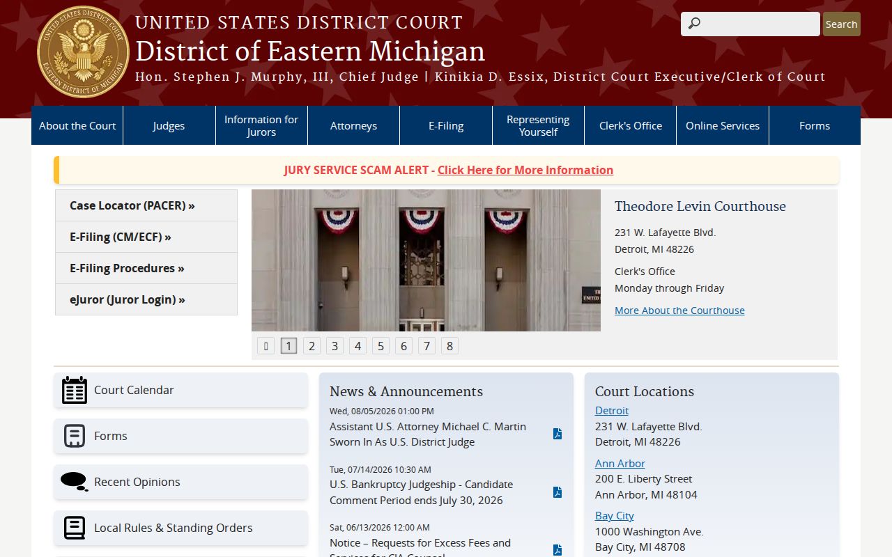 Oakland County warrant records: Theodore Levin federal courthouse in Detroit